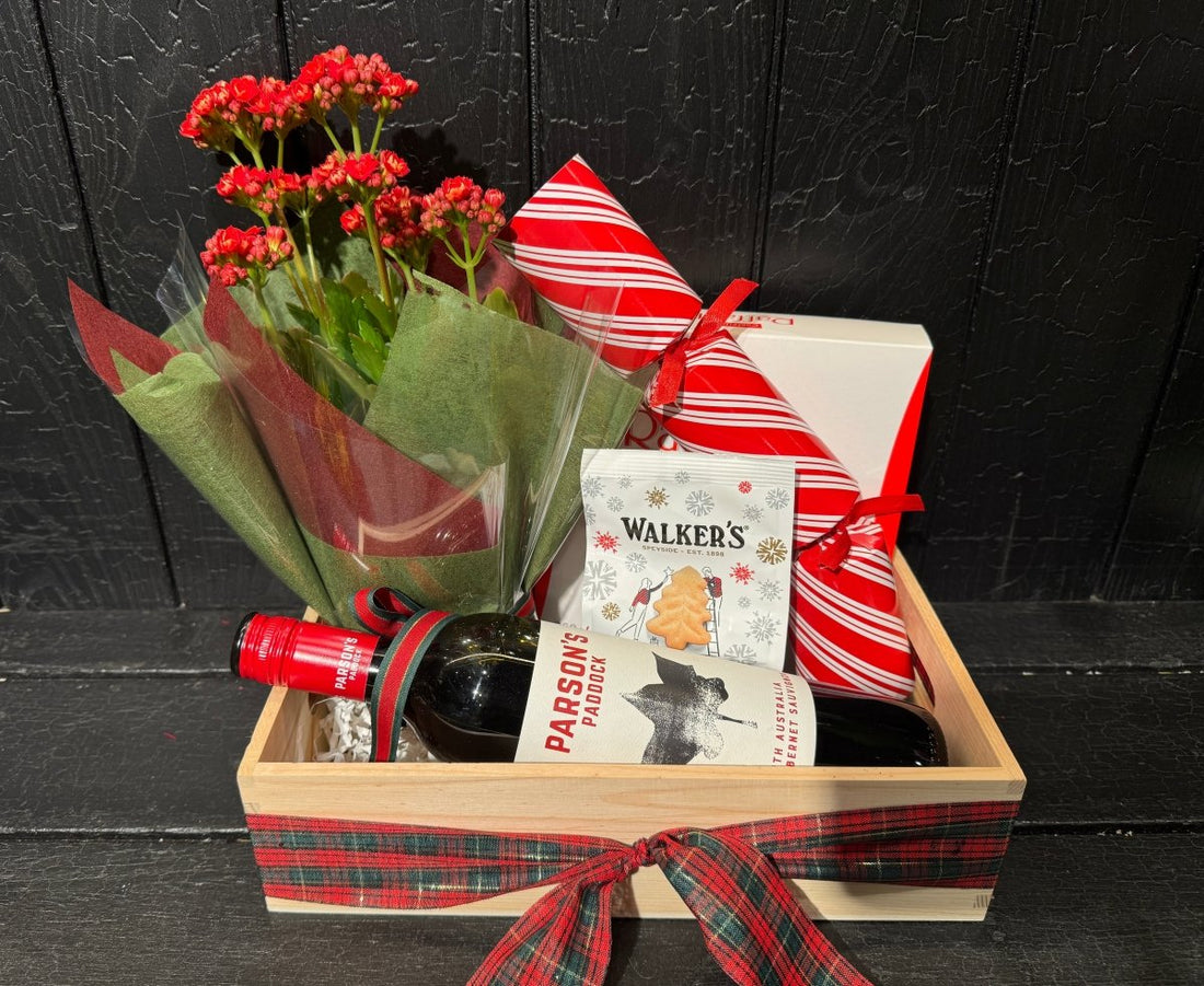 Christmas wine and Plant Hamper - ROSE &amp; CO